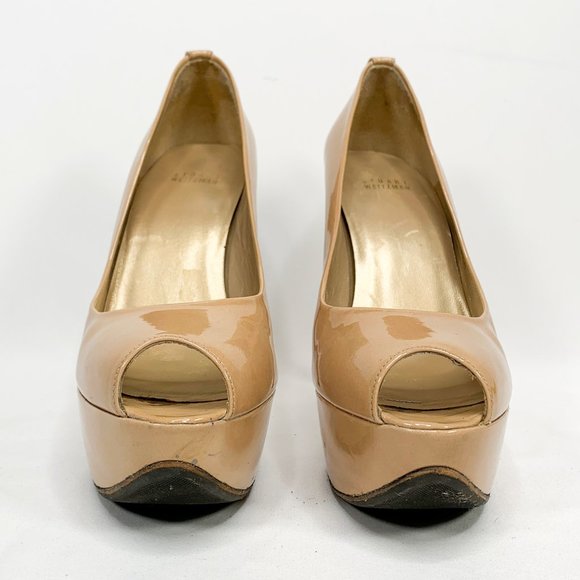 STUART WEITZMAN Patent Peep-Toe Platform Pumps 8.5 - Picture 3 of 8